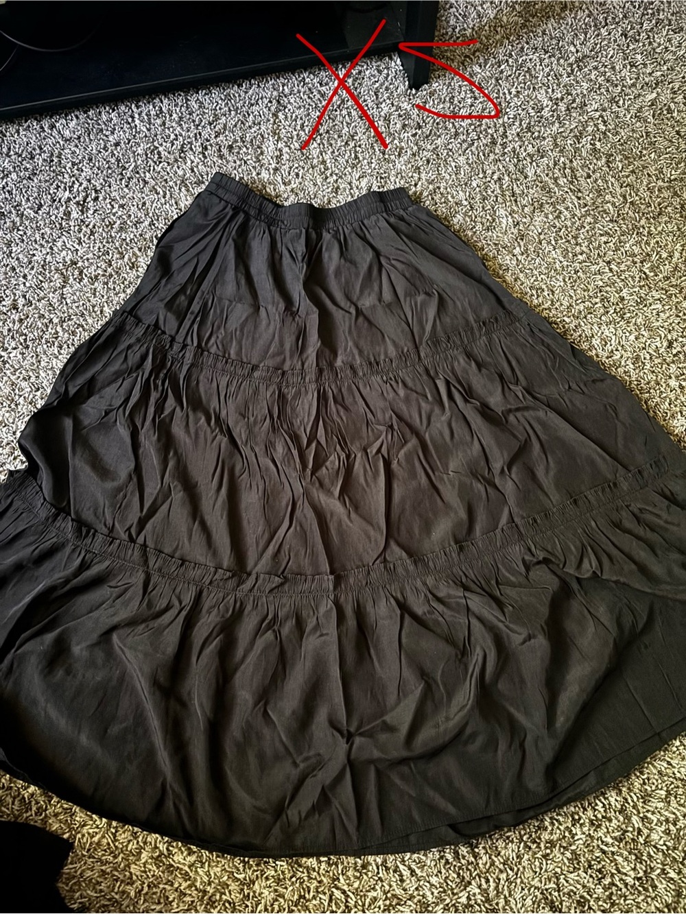 Women's Black Tiered Maxi Skirt – Elastic Waist